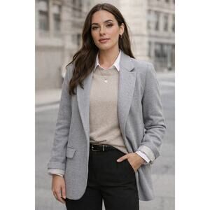 Zara Womens Blazer Jacket Medium Gray Textured Lined Academia Preppy Citycore